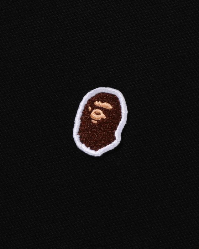 црн мушкарци A Bathing Ape глава један поен опуштено фит поло J428056