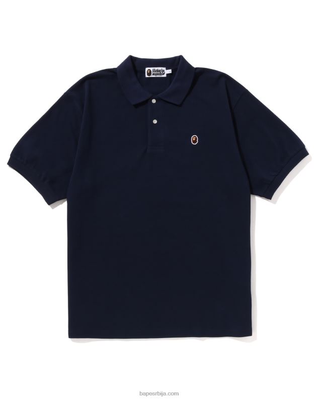 Морнарско плаво мушкарци A Bathing Ape глава један поен опуштено фит поло J428057