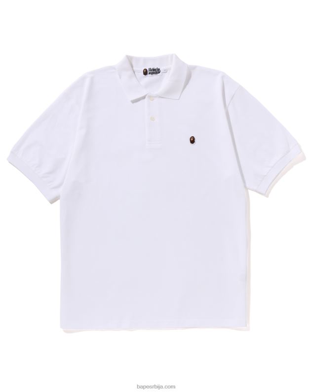бео мушкарци A Bathing Ape глава један поен опуштено фит поло J428058