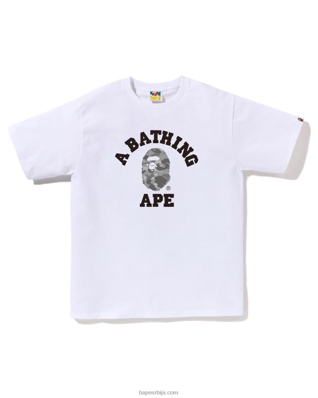 бео мушкарци A Bathing Ape Хонеицомб цамо колеџ мајица J428082