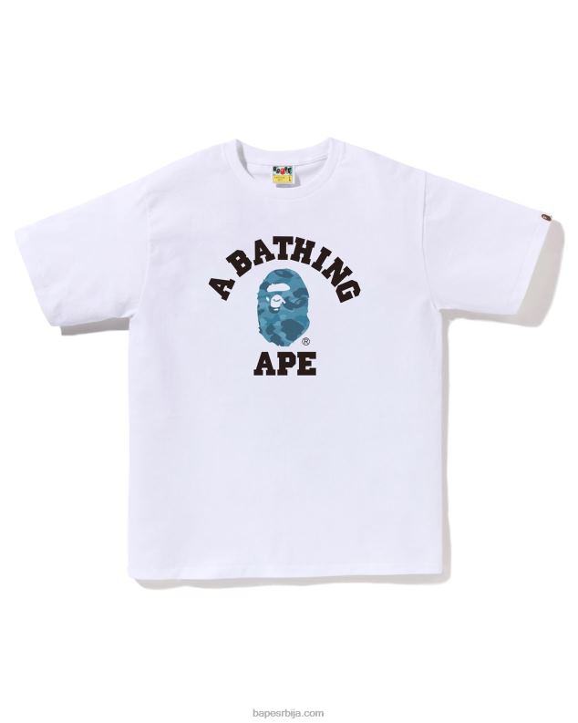 бео мушкарци A Bathing Ape Хонеицомб цамо колеџ мајица J428083