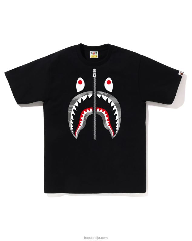 црн мушкарци A Bathing Ape цамо мајица за ајкуле у облику саћа J428084