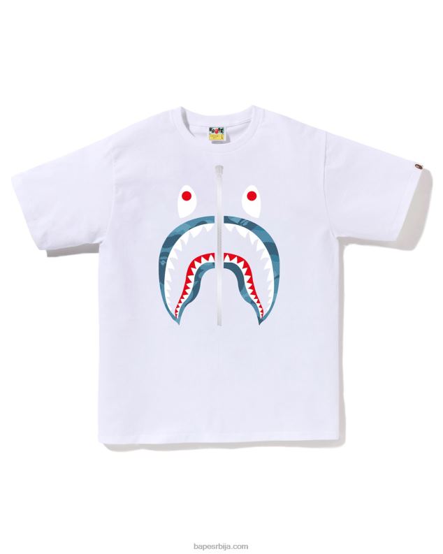 бео мушкарци A Bathing Ape цамо мајица за ајкуле у облику саћа J428087