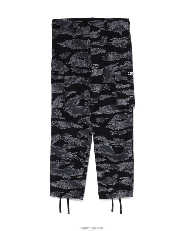 црн мушкарци A Bathing Ape тигер цамо опуштене војне панталоне J4280335