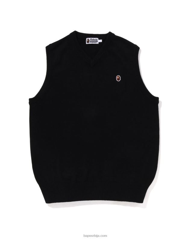 црн мушкарци A Bathing Ape глава једна тачка плетени прслук J4280223