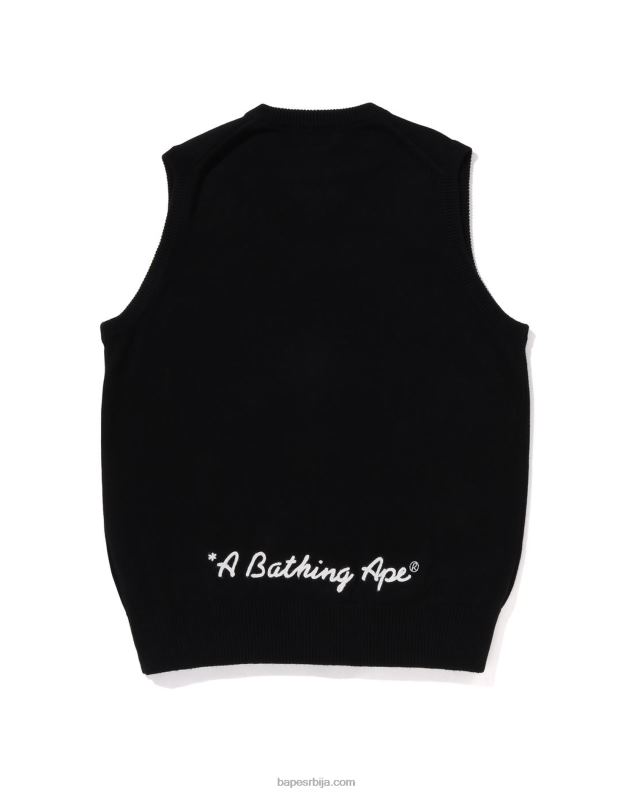 црн мушкарци A Bathing Ape глава једна тачка плетени прслук J4280223