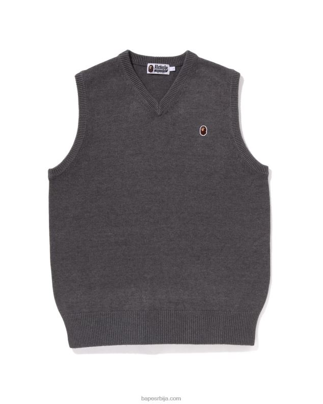 сива мушкарци A Bathing Ape глава једна тачка плетени прслук J4280224