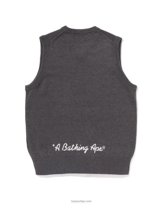 сива мушкарци A Bathing Ape глава једна тачка плетени прслук J4280224