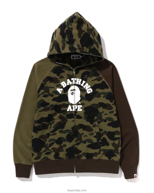 Војничко зелена мушкарци A Bathing Ape 1ст цамо црази колеџ пуна дуксерица J4280254