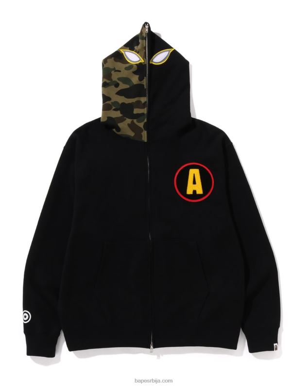 црн мушкарци A Bathing Ape сенка опуштена дуксерица са пуним патентним затварачем J4280179