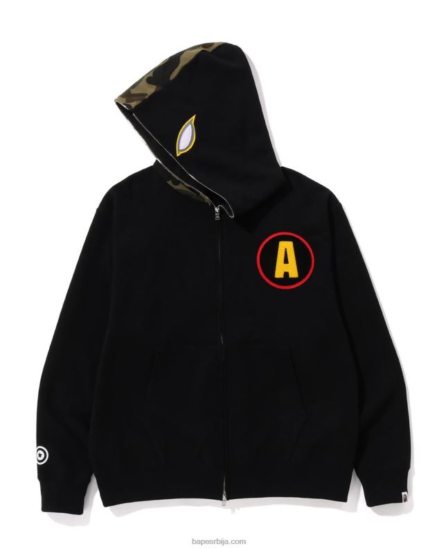 црн мушкарци A Bathing Ape сенка опуштена дуксерица са пуним патентним затварачем J4280179