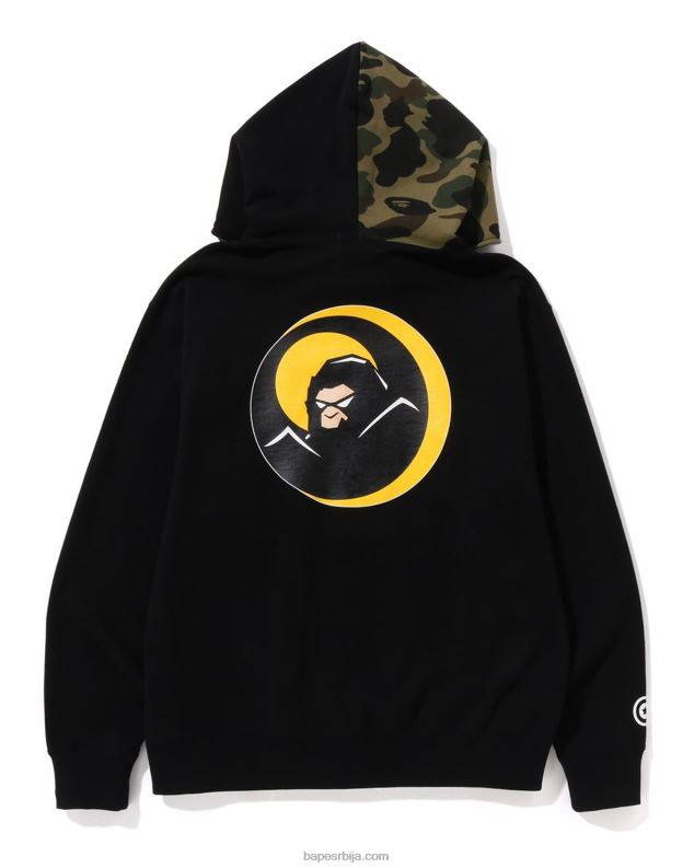 црн мушкарци A Bathing Ape сенка опуштена дуксерица са пуним патентним затварачем J4280179