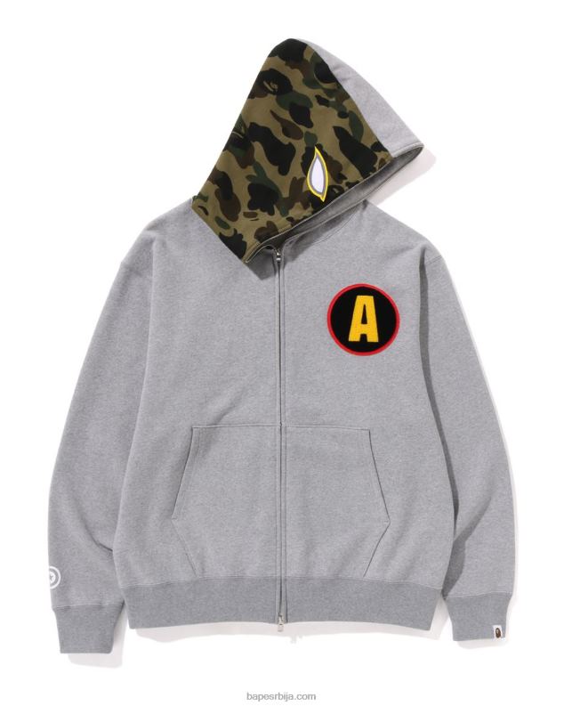 сива мушкарци A Bathing Ape сенка опуштена дуксерица са пуним патентним затварачем J4280180