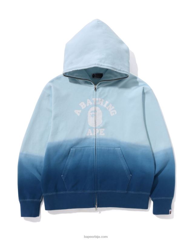 Плави мушкарци A Bathing Ape колеџ градација опуштена дуксерица са пуним патентним затварачем J4280183