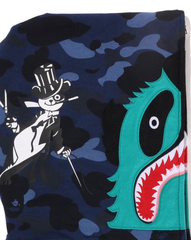Морнарско плаво мушкарци A Bathing Ape Боја цамо панда дуксерица са пуним патентним затварачем J4280186