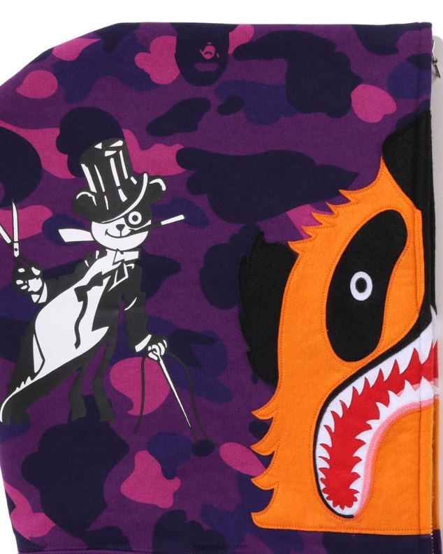 љубичаста мушкарци A Bathing Ape Боја цамо панда дуксерица са пуним патентним затварачем J4280187