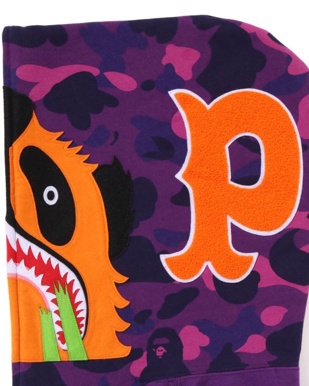 љубичаста мушкарци A Bathing Ape Боја цамо панда дуксерица са пуним патентним затварачем J4280187