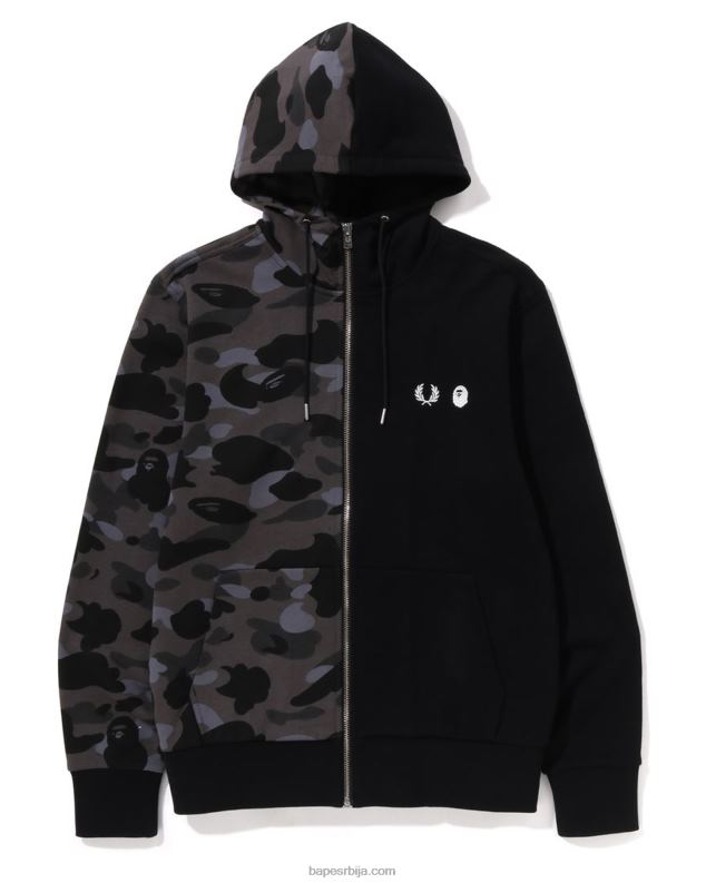 црн мушкарци A Bathing Ape к Фред Перри цолоур цамо зип хоодие J4280215