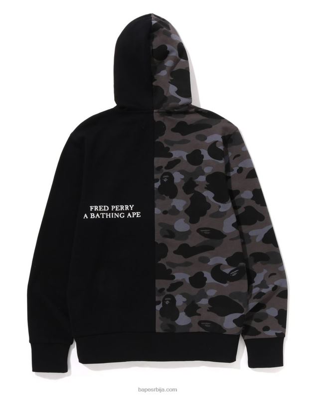 црн мушкарци A Bathing Ape к Фред Перри цолоур цамо зип хоодие J4280215