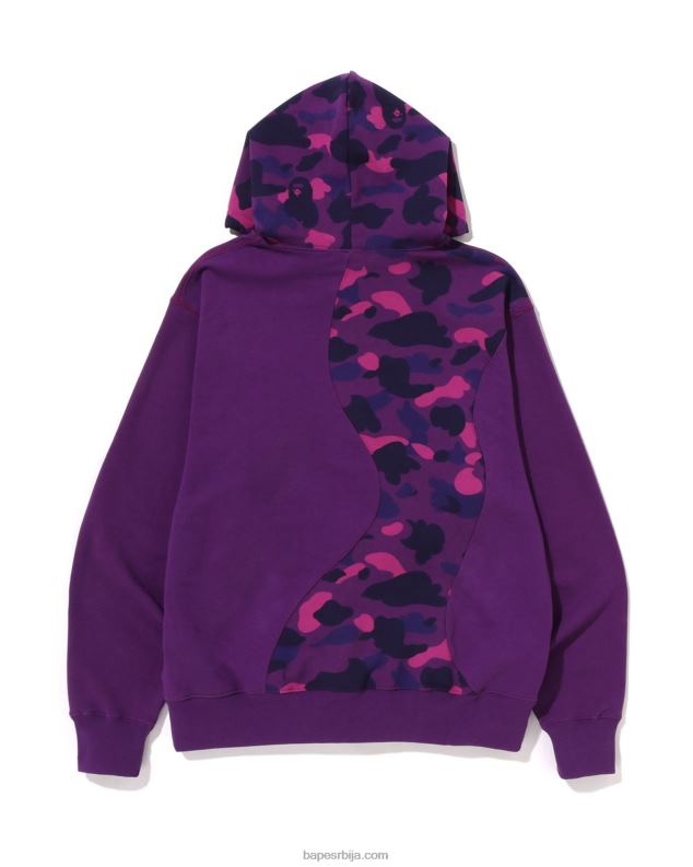 љубичаста мушкарци A Bathing Ape цамо колеџ сечење опуштеног кроја капуљачом у боји J4280298