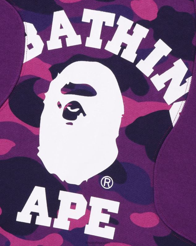 љубичаста мушкарци A Bathing Ape цамо колеџ сечење опуштеног кроја капуљачом у боји J4280298