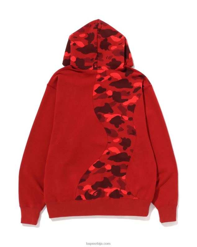 јарко црвена мушкарци A Bathing Ape цамо колеџ сечење опуштеног кроја капуљачом у боји J4280299