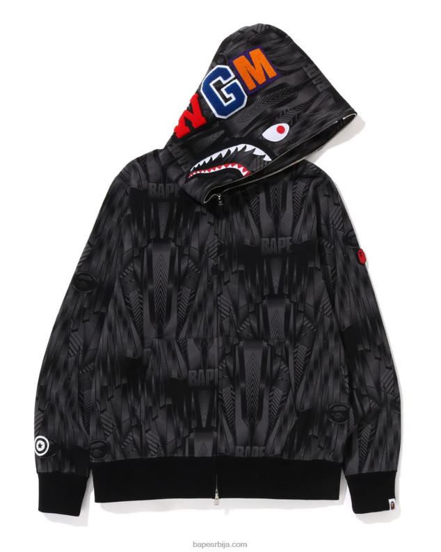 црн мушкарци A Bathing Ape брза тркачка ајкула с капуљачом са пуним патентним затварачем J4280302