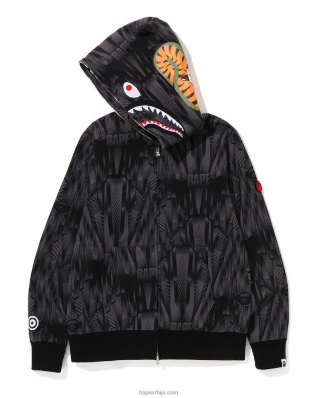 црн мушкарци A Bathing Ape брза тркачка ајкула с капуљачом са пуним патентним затварачем J4280302