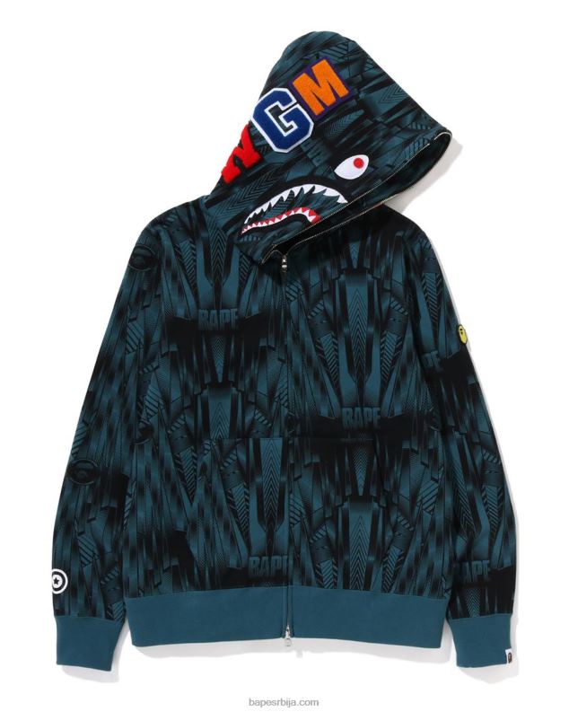 Плави мушкарци A Bathing Ape брза тркачка ајкула с капуљачом са пуним патентним затварачем J4280303
