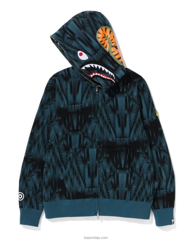 Плави мушкарци A Bathing Ape брза тркачка ајкула с капуљачом са пуним патентним затварачем J4280303