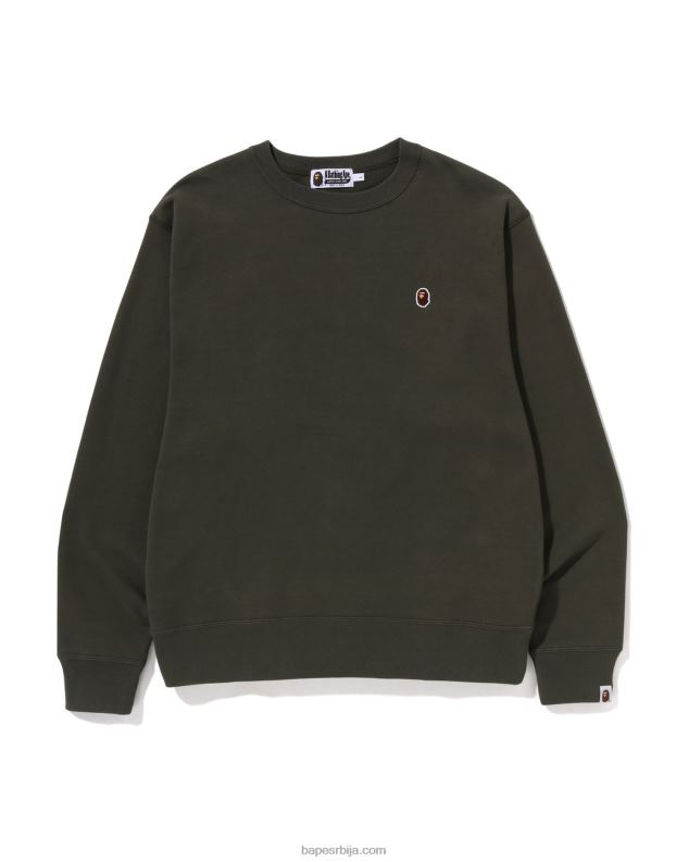 Војничко зелена мушкарци A Bathing Ape глава у једној тачки опуштеног кроја изрез J4280307
