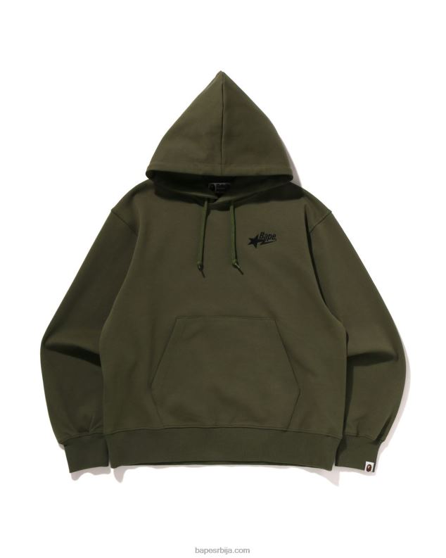 Војничко зелена мушкарци A Bathing Ape пуловер с капуљачом с логотипом опуштеног кроја J4280334