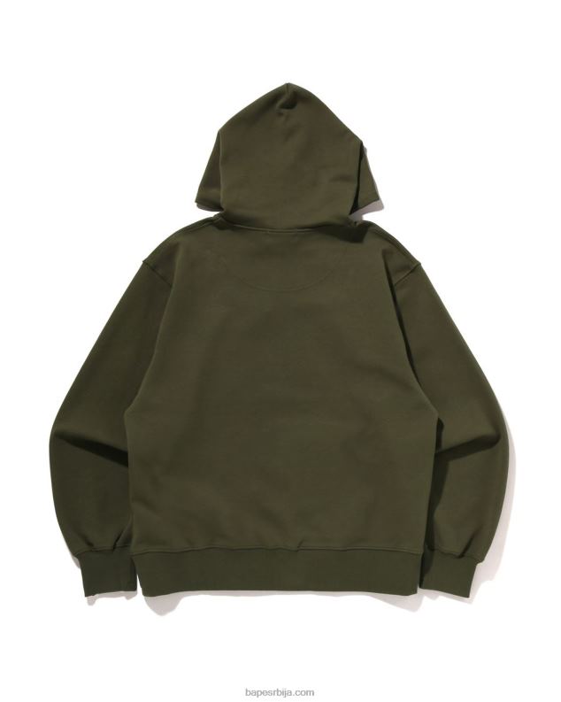 Војничко зелена мушкарци A Bathing Ape пуловер с капуљачом с логотипом опуштеног кроја J4280334