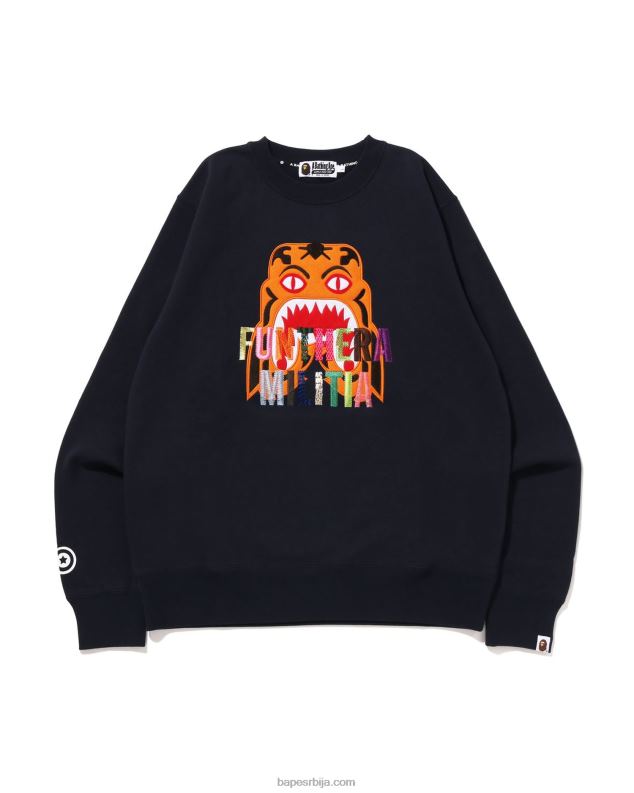 Морнарско плаво мушкарци A Bathing Ape тиграсти вез цревнецк J4280354