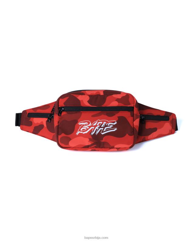 јарко црвена мушкарци A Bathing Ape боја цамо торба око струка J4280762