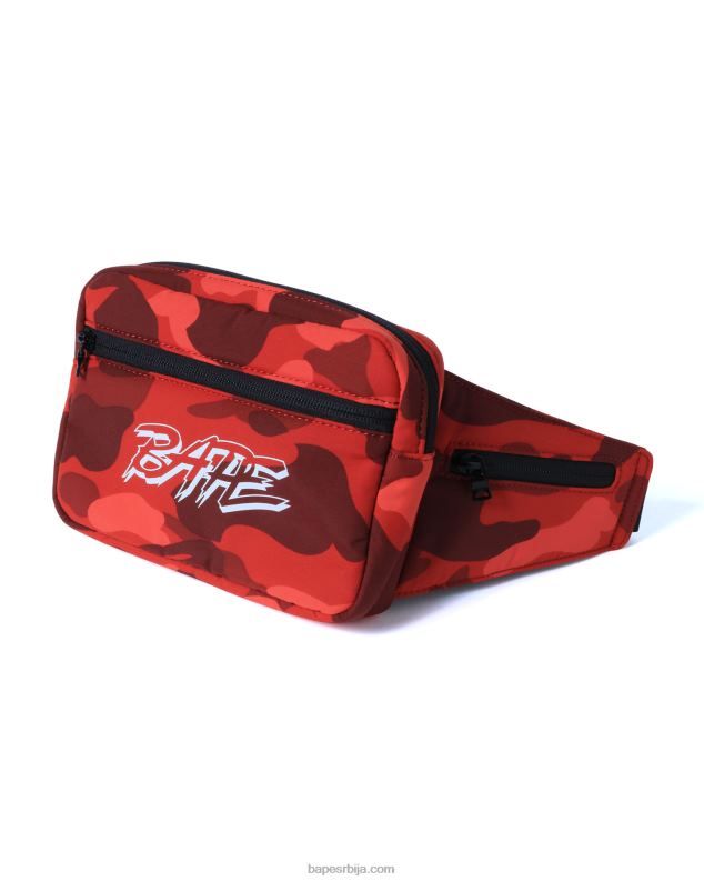 јарко црвена мушкарци A Bathing Ape боја цамо торба око струка J4280762